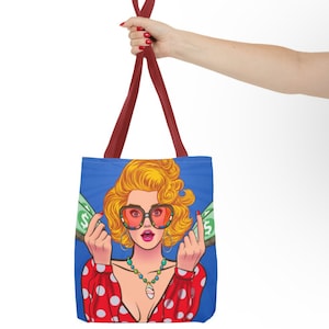 Pop Retro Kunst Tasche, Frau Tote, Retro Kunst Handtasche, Pop Art Tasche, Bold Kunst Tasche, Mode-Liebhaber-Tasche, Vintage Kunst, trendige Tasche, künstlerische Tasche