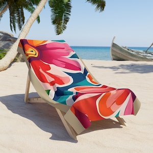 Blumenparadies Strandtuch Blumenstrandtuch, Geburtstagsgeschenk, Strandliebhabergeschenk, Sommerurlaub, einzigartiges Geschenk, Strandtuch
