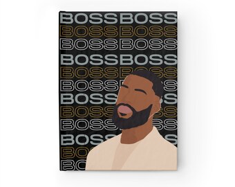 Black Man Boss Journal, kontorspresent, kollegapresent, present till en svart man, presenter till honom, present till pappa, melanin, present till företagare
