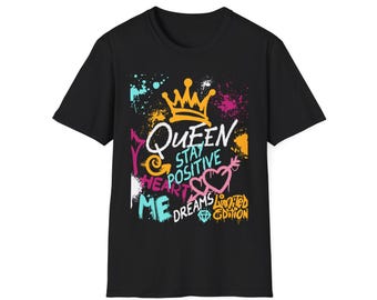 Maglietta con graffiti, maglietta Queen, maglietta grafica da donna, moda trendy, idea regalo unica, moda streetwear, maglietta Crown, maglietta Royalty