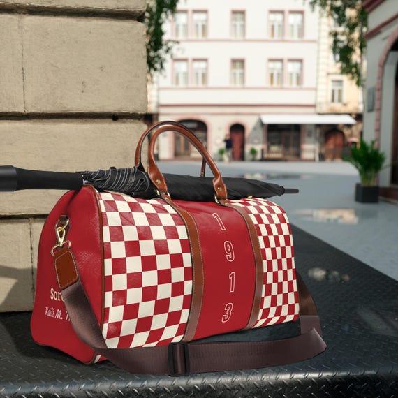 Viral Delta Inspired Checkmate Duffle Bag | Personalized Sorority Weekender | DST Travel Bag | Line Sister Gift | Soror Luggage