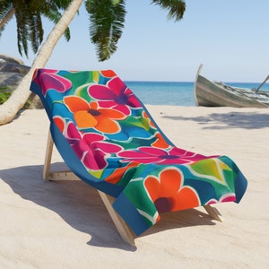 Blumenparadies Strandtuch Blumenstrandtuch, Geburtstagsgeschenk, Strandliebhabergeschenk, Sommerurlaub, einzigartiges Geschenk, Strandtuch