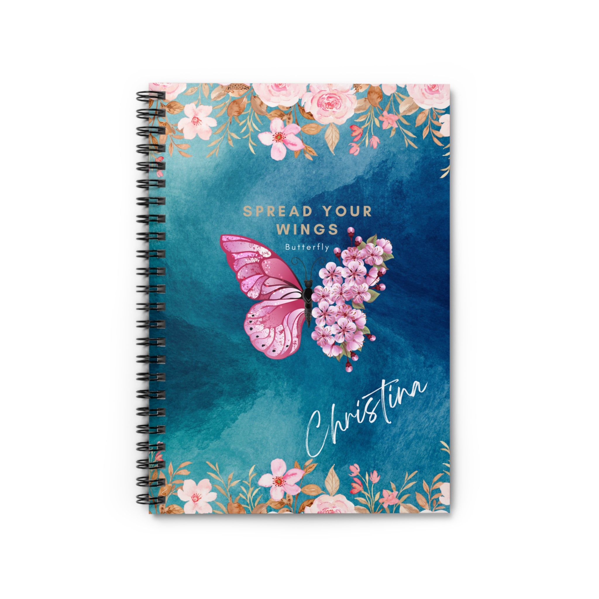 Spread Your Wings Butterfly, Personalized Spiral Notebook, Butterfly ...