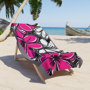 Blumenparadies Strandtuch Blumenstrandtuch, Geburtstagsgeschenk, Strandliebhabergeschenk, Sommerurlaub, einzigartiges Geschenk, Strandtuch