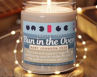 Bun in the Oven Candle,  Custom Pregnancy Gift, Expecting Parents, Baby Announcement Candle, Funny Pregnancy Announcement, Baby Shower Gift
