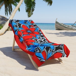 Blumenparadies Strandtuch Blumenstrandtuch, Geburtstagsgeschenk, Strandliebhabergeschenk, Sommerurlaub, einzigartiges Geschenk, Strandtuch