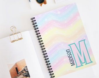 Fille arc-en-ciel, carnet personnalisé, journal nom et monogramme, cadeaux pour le personnel, carnet personnalisé pour enfant, carnet monogramme personnalisé avec nom