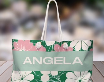 Floral Weekend Bag, Travel bag, Summer Vacation, Custom tote, Cruise Travel Bag, Flowers tote bag, Large Tote Bag, Gift for Her
