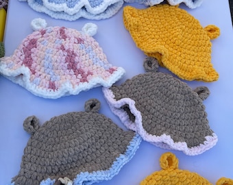 Crochet Fluffy Bear Bucket Hat