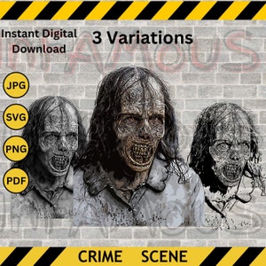 Digitale download Zombie afbeelding hoge resolutie afdrukbaar | SVG-PNG-PDF | Illustraties | jpg dxf eps kunst aan de muur