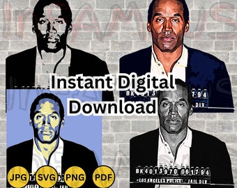 Digital Download Mugshot OJ Simpson Image High Resolution Printable | svg pdf png| Clip Art  | jpg dxf eps wall art