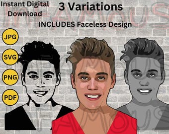 Digital Download Justin Mugshot Image High Resolution Printable | SVG PNG PDF | Clip Art | jpg wall art