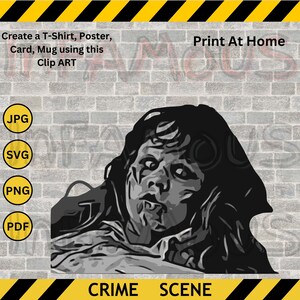 May include: Black and white illustration of a child's face with a distressed look. The child is lying down with their head turned to the side. The image is labelled "CRIME SCENE".