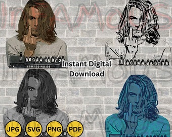 Digital Download Mugshot Johnny Depp Image High Resolution Printable | SVG PNG PDF | Clip Art  | jpg dxf eps wall art