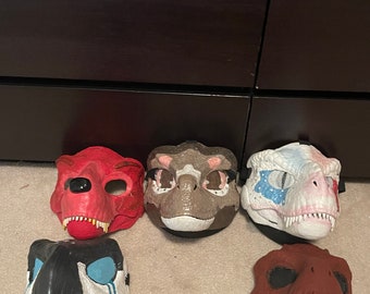 5 handpainted Dinomasks! All unique and handmade. LQ-MD Furry Fursuit Masks