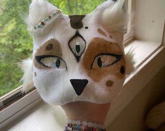 3 Eyed Piebald Therian Cat Mask! | High Quality
