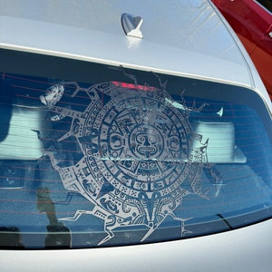 Aztec Calendar Truck Decal | Mayan Sun Stone Vinyl Sticker | Large ...