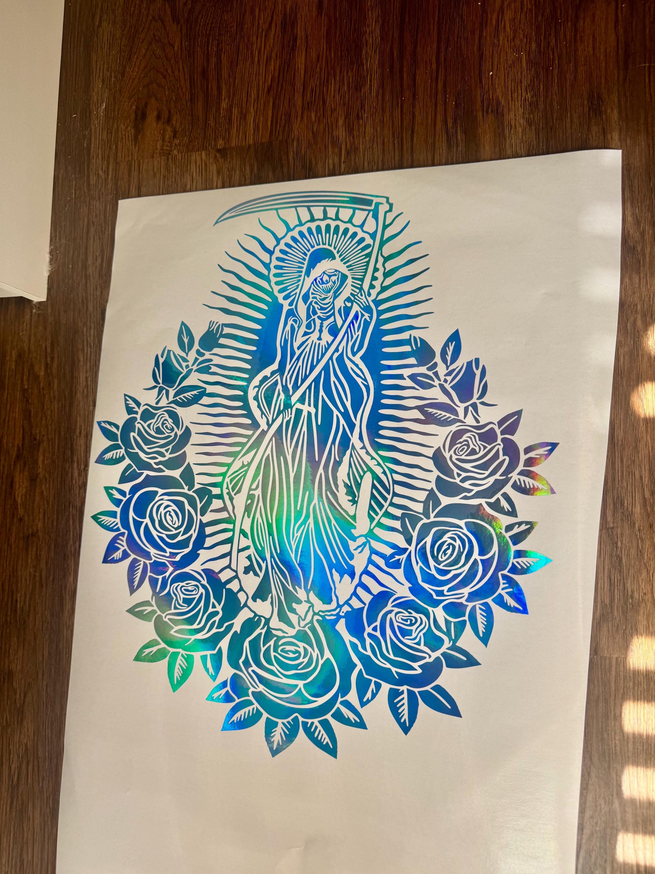 Calcomanía grande de Santa Muerte con rosas para camionetas, autos,  paredes, SVG, SUV, extraíble, regalo de Navidad, regalos para él y regalos  para ella. - Etsy México, image size:2250x3000
