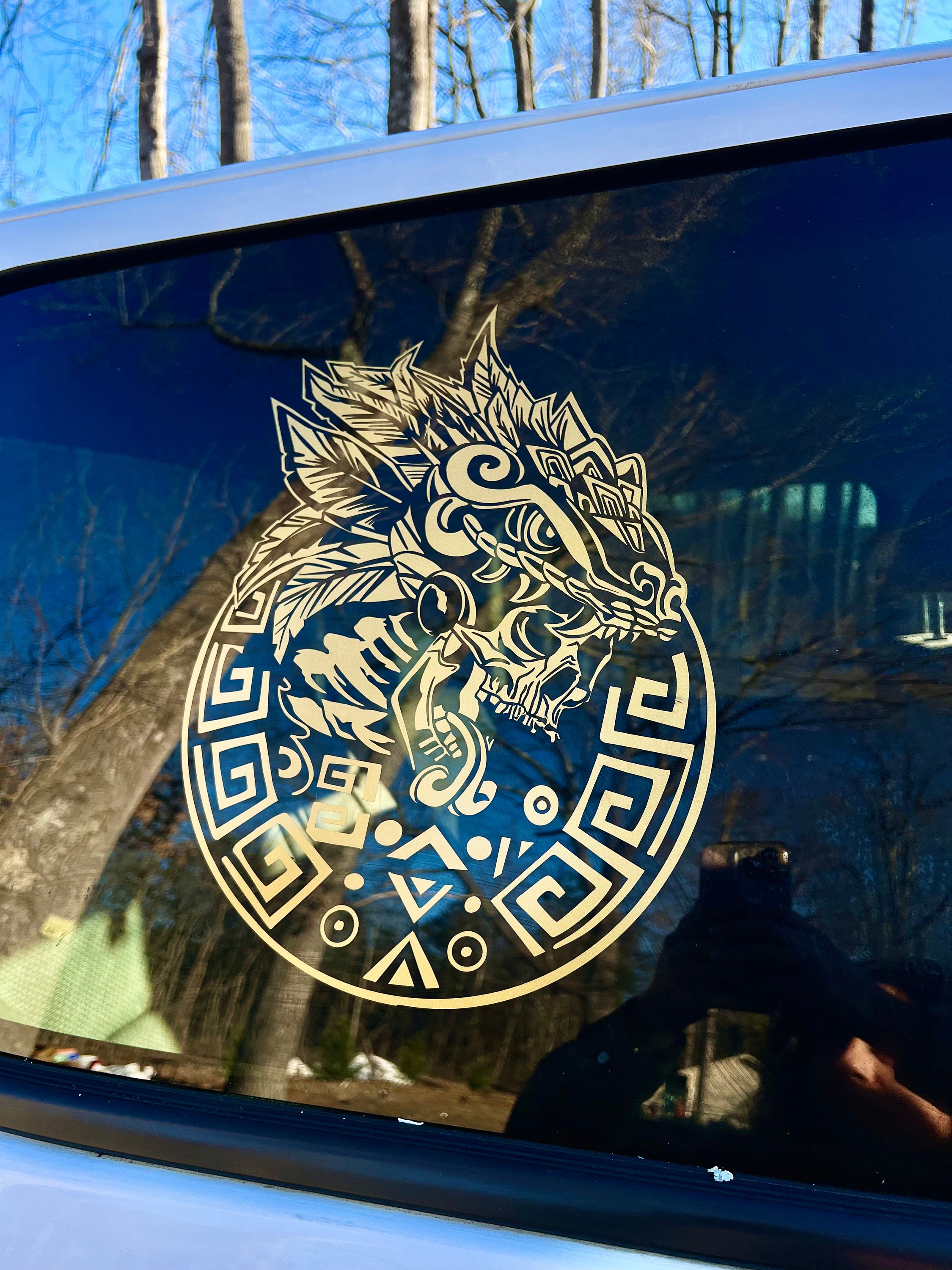 Aztec Skull Warrior Decal | Holographic Aztec Skull Vinyl Sticker ...