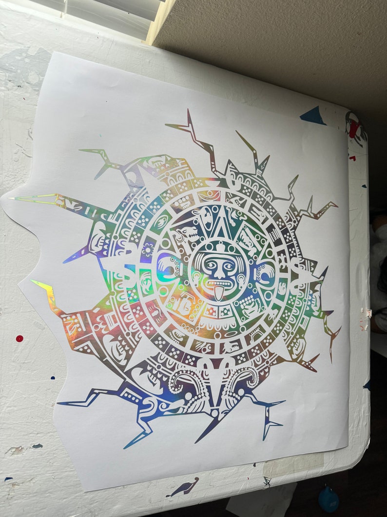 Aztec Calendar Truck Decal | Mayan Sun Stone Vinyl Sticker | Large ...