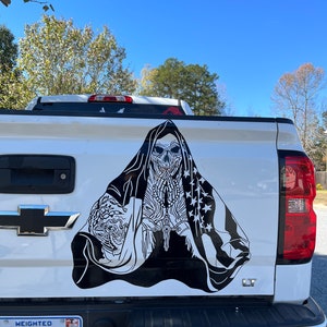 Calcomanía gráfica de calavera de Santa Muerte mexicana-americana / Camiones / Coches / Paredes / SVG / Extraíble / Regalo de San Valentín / / Regalo del Día del Padre