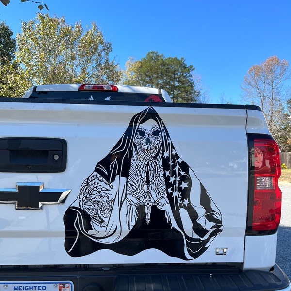 Mexican-American Santa Muerte Skull Decal Graphic Sticker | Trucks | Cars | Walls | SVG| Removable | Valentines Gift | | Fathers Day Gift