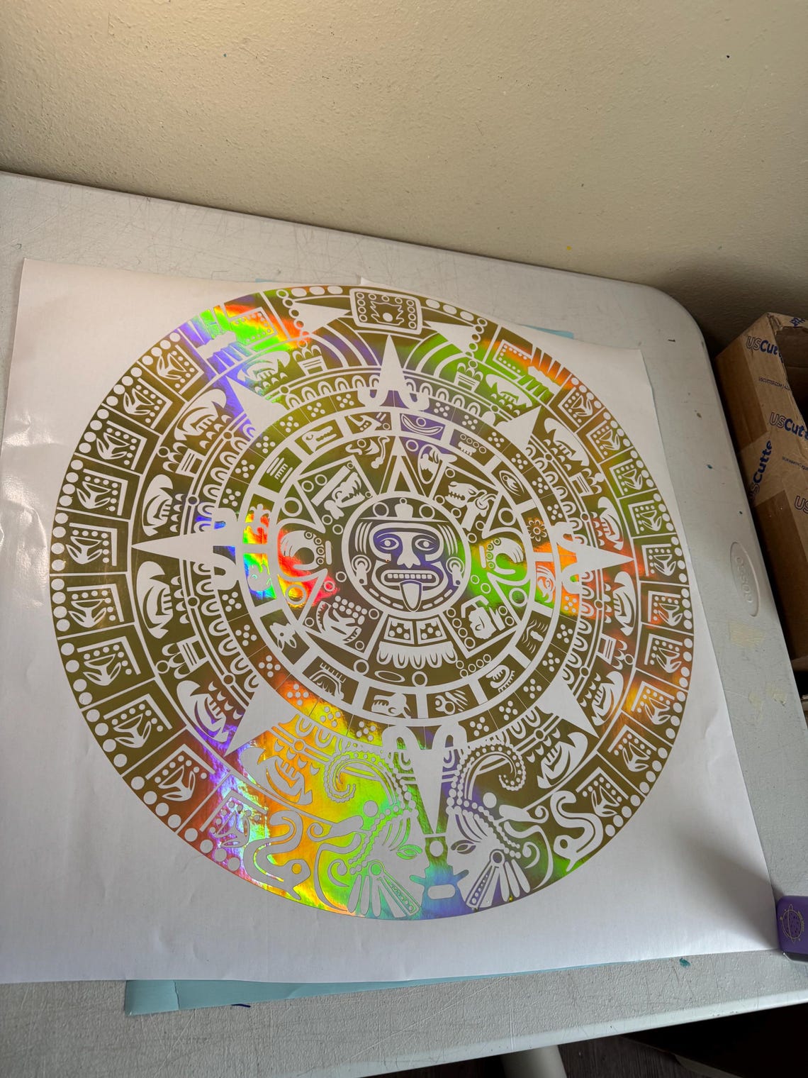 Large Aztec Calendar Truck Decal | Aztec Sun Stone Tailgate Decal ...