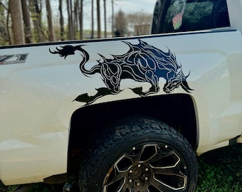 Mad Bull Decal | Charging Bull Truck & Car Vinyl Sticker | Aggressive Bull Western Vehicle Decal |