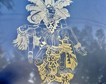 Aztec Warrior Decal | Mexican Warrior Vinyl Sticker | Aztec Culture Car & Truck Window Decal |