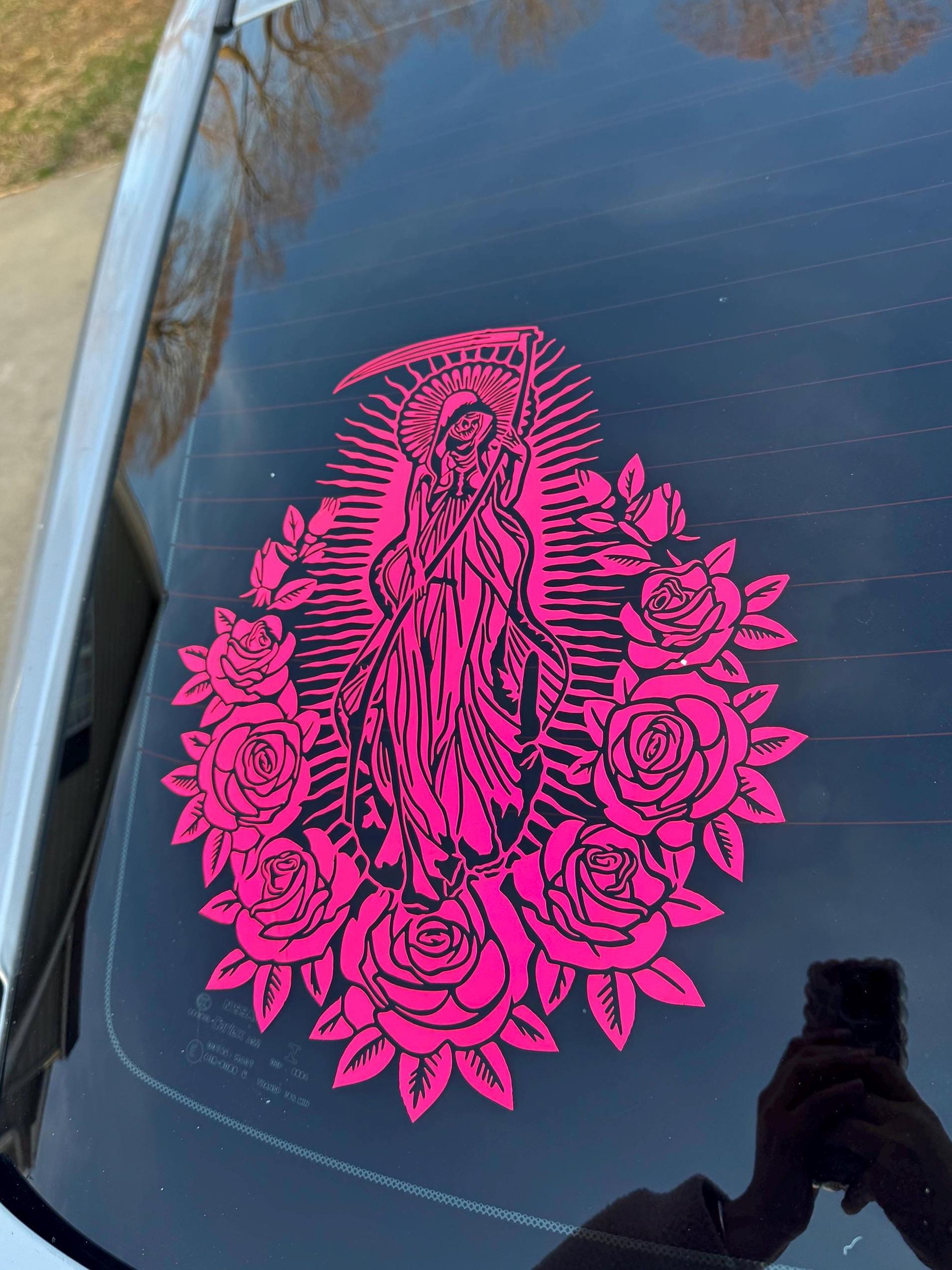 Calcomanía grande de Santa Muerte con rosas para camionetas, autos,  paredes, SVG, SUV, extraíble, regalo de Navidad, regalos para él y regalos  para ella. - Etsy México, image size:1909x2546