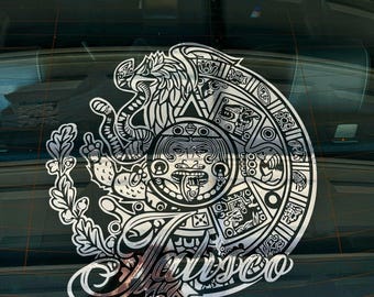 Azteca Escudo de México Decal Customizable | Mexican Coat of Arms Vinyl Sticker | Mexico Pride Eagle Car Decal for Trucks, Cars & SUVs |
