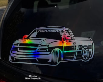 Tacuache Trokiando Truck Decal | Opossum Trokiando Chevy Truck Vinyl Sticker | Funny Troka Window Decal |