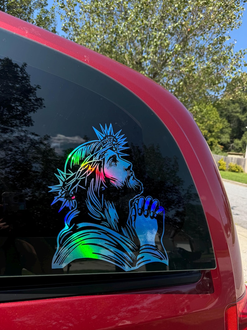 God Window Sticker Jesus Christ Praying Decal | Christian Faith Car & Truck Window Sticker ...