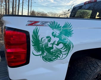 Fighting Roosters Decal | Double Rooster Vinyl Sticker | Ranch Farm Truck Car Window Decal |