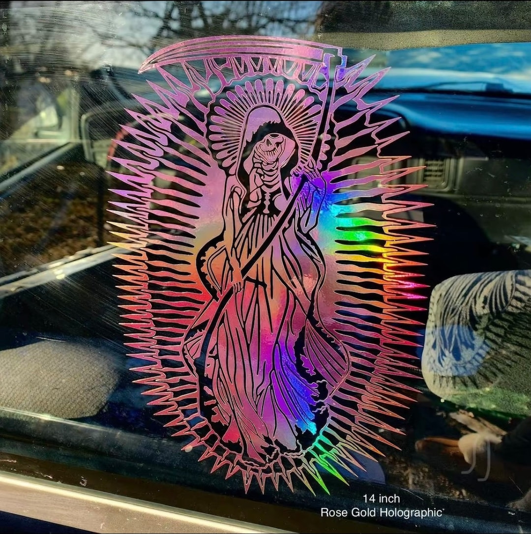 Calcomanía grande de la Santa Muerte para camionetas, autos, paredes, SVG,  SUV, extraíble, regalo de Navidad, regalos para él y regalos para ella. -  ..., image size:1080x1086