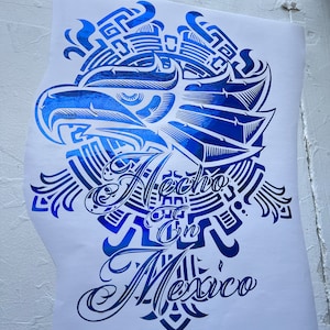 May include: Blue and white vinyl decal with an eagle design and the text "Hecho en Mexico".
