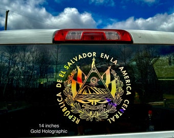 Escudo de El Salvador Aufkleber | El Salvador Wappen Vinyl Aufkleber | Salvadorian Pride Fenster Aufkleber für LKW, Autos & Geländewagen |
