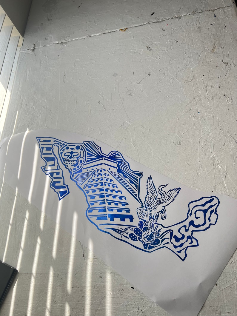 Mexico Map Aztec Decal | Aztec Warrior Mexico Car & Truck Vinyl Sticker ...