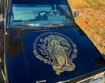 San Judas Escudo de México Decal | Saint Jude Mexican Eagle Hood Vinyl Sticker | Estados Unidos Mexicanos Car Truck Decal |