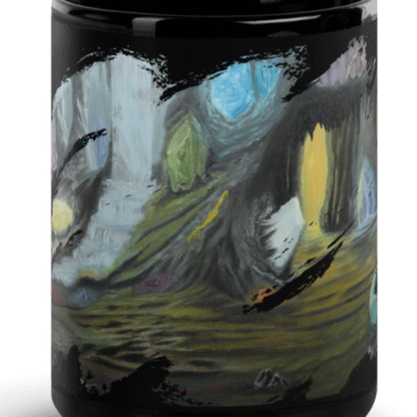 Black Glossy Mug "Crystal Caverns"