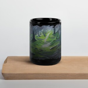 Black Glossy Mug "Amethyst Woods"