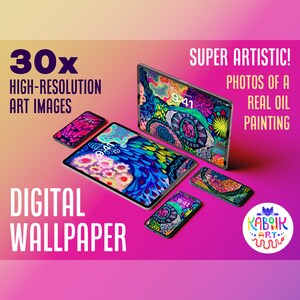 Vibrant Artsy Digital Wallpaper | Photos of a Colorful, Abstract Oil Painting | Original Artwork | Phone Lock Screen | Computer Screen Saver