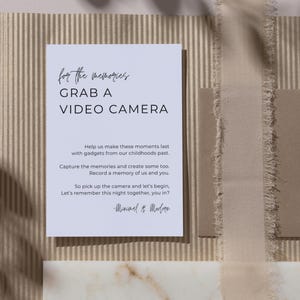 Video Camera Event Sign | Minimalist Modern Wedding Sign | Template, DIY, Canva, Editable Sign | Audio Guestbook + Video Camera Paper Poster