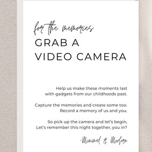 Video Camera Event Sign | Minimalist Modern Wedding Sign | Template ...