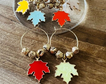 6 Grape Leaf Wine Glass Charms