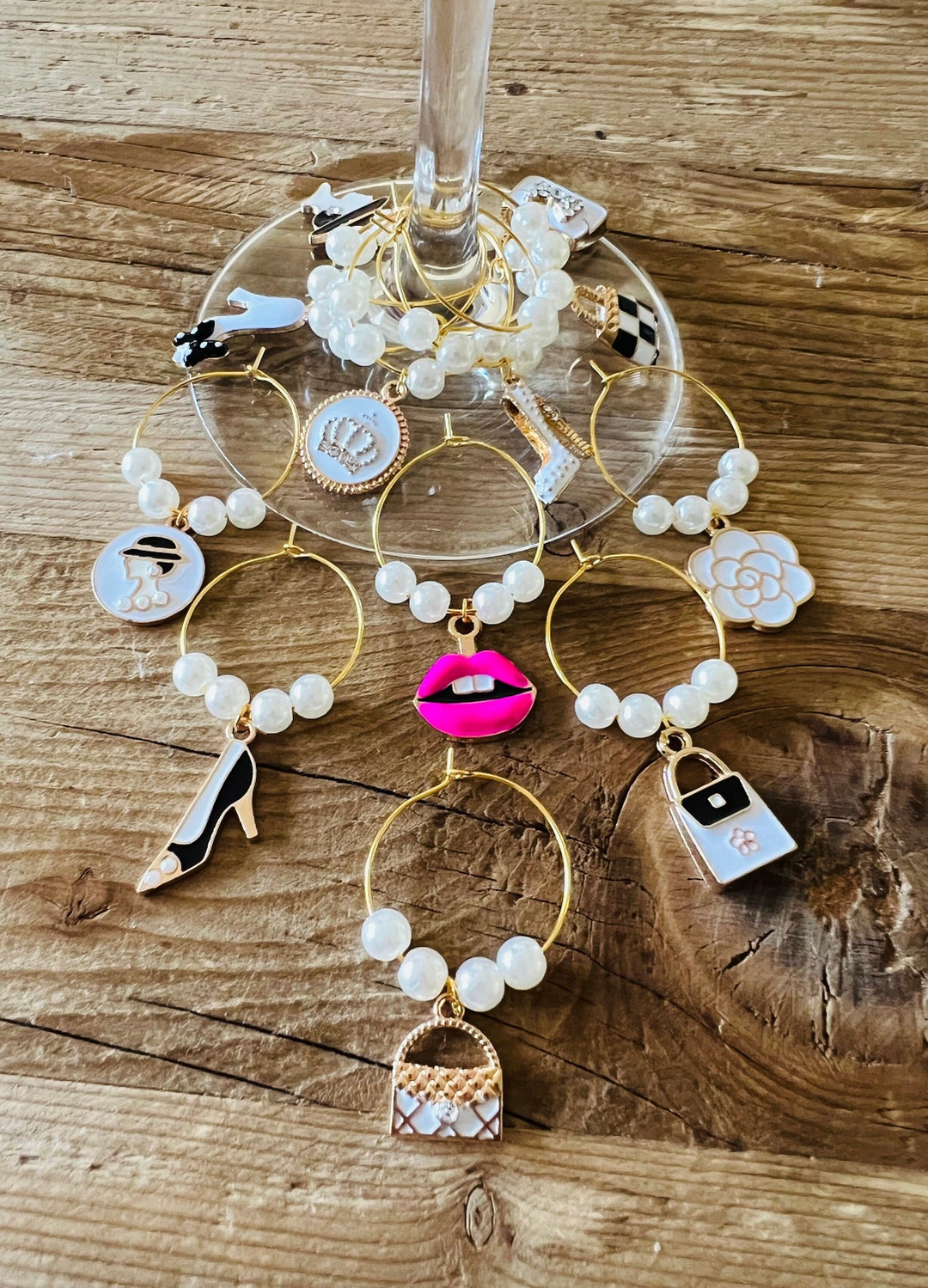 12 Oh La La Wine Glass Charm Set Bachelorette Party Bridal Etsy