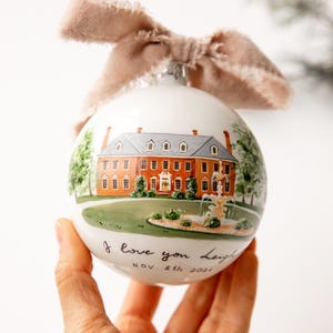 Custom House Portrait Christmas Ornament, Hand Painted Keepsake Gift