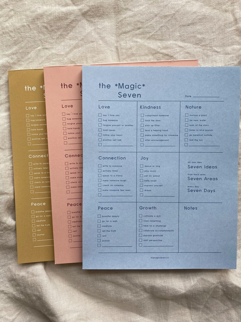 The Magic Seven | Intention, Tracking, Gratitude, Wellness Notepad - Etsy