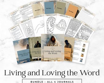 Christian Devotional Journal PDF | Bundle | 91 Day Bible Journal for New Christians,  Living and Loving the Word - 4 Journal Bundle