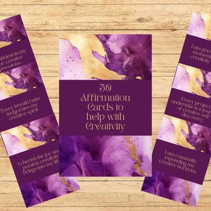 50 Affirmation Cards to Support your Creativity - Digital Download Only - Instant Download 4&quot; x 6&quot; this is the actual size of the cards.)